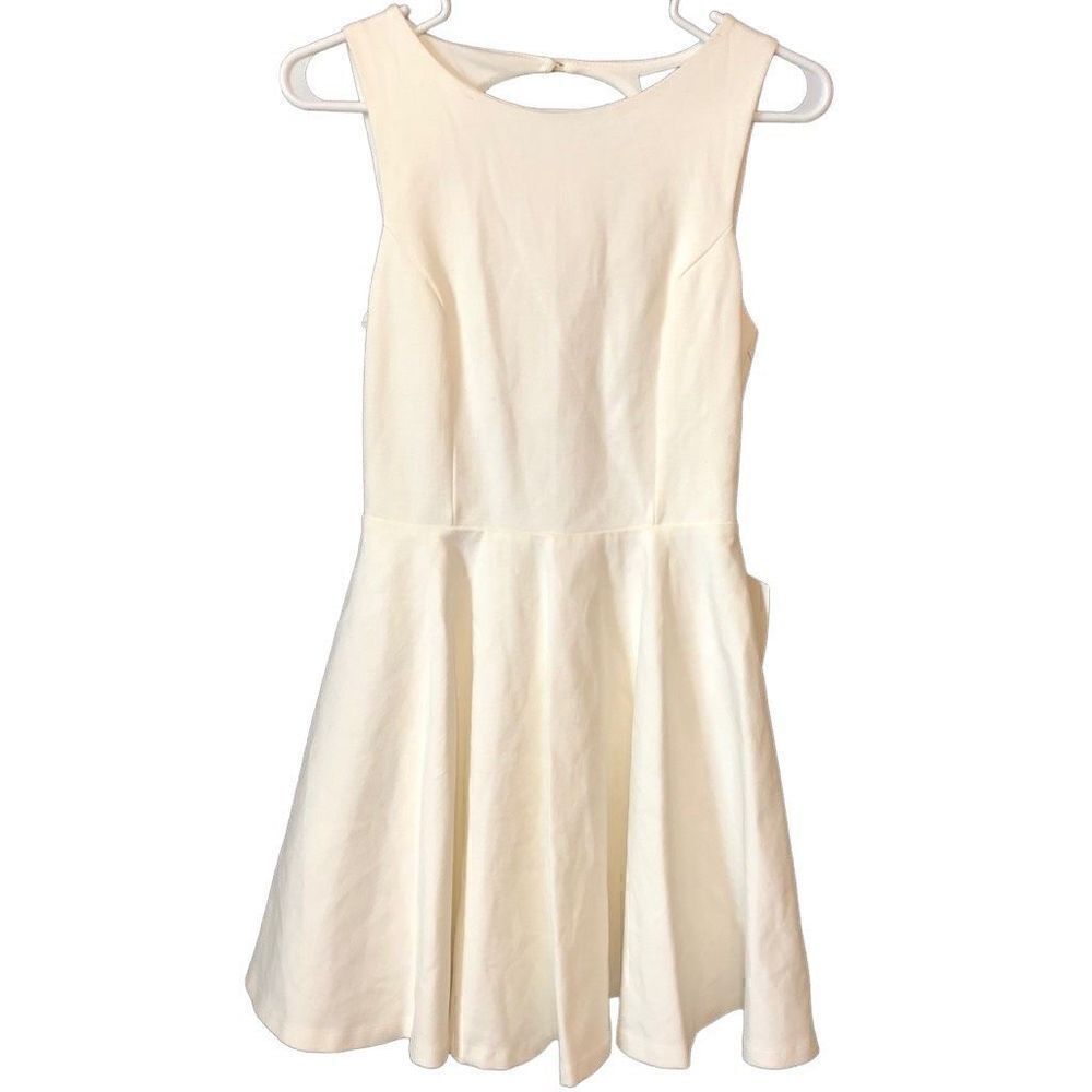Lulu's Dress Womens S Gal About Town White Skater Ivory Sleeveless Back Cut Out